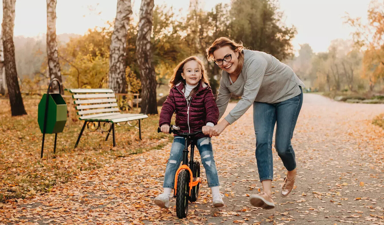 Okotoks Mother Biking with child